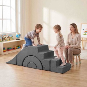 Set de Juego de Espuma para Gatear y Escalar de 5 Piezas para Niños, Bloques de Escalada, Juguetes Suaves, Gimnasio Interior, Color Gris, Regalo Ideal para Niños - Product Image 1