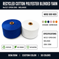 Fil recyclé en coton et polyester haute ténacité, filé OE, pour tricot de chaussettes, fabrication de serpillères, mélange mélangé, écologique, fils personnalisés