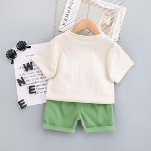 Ensemble de vêtements d'été pour enfants 2022 Garçons Universel Faible MOQ Coton Confortable Mignon T-shirt et Short 2 Pièces pour Enfant - Product Image 3