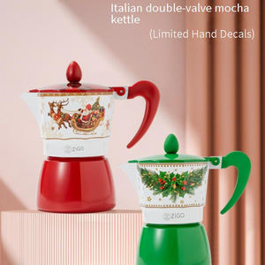 Olla Moka Espresso <span class=keywords><strong>italiana</strong></span> clásica, estilo navideño, estufa de aluminio, <span class=keywords><strong>cafetera</strong></span>, <span class=keywords><strong>Material</strong></span> metálico almacenado - Product Image 1