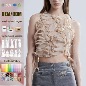 Tops courts unisexes décontractés en tulle et mousseline de soie patchwork, été, éco-responsable - Product Image 1