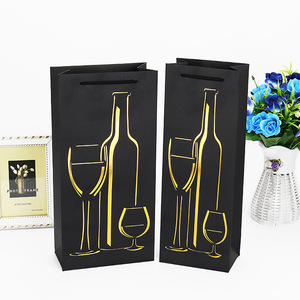 Bolsa de Cartón Negra de Lujo con Logotipo Personalizado Impreso, Plegable, para Vino y Vodka, Empaque Personalizado de Marca - Product Image 2