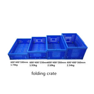 Foldable Large Plastic Crates Stackable Turnover Box With Lid Industrial Moving Collapsible Crate
