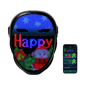 Máscara LED com Mudança de Rosto por Indução, Máscara Decorativa Programável RGB para Festa de Halloween de Fantasma e Palhaço - Product Image 2