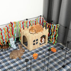 BWOGUE C0273 Casa de Madera Grande para Conejos, Diseño Desmontable, Diseño Abierto, Uso en Interiores, para Conejos, Cobayas, Chinchillas - Product Image 5