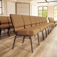 Chaise d'église empilable en tissu interlock bleu marine, mobilier d'auditorium, chaise de pupitre en tube d'acier durable, prix d'usine