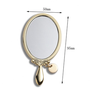 Custom PU Pouch Gold Plated Mini Zinc Alloy Portable Handheld <b>Compact</b> <b>Mirror</b> With Pendant - Product Image 6