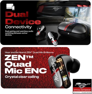 Boult X Mustang 60H 20 heures d'autonomie de la batterie IPX5 Étanche Chargement de type C Prise en charge de l'application Jumelage double 4 microphones ENC 45 ms Faible latence - Product Image 4