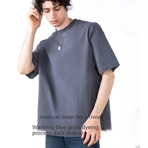 เสื้อยืดคอกลมแขนสั้น100% ผ้าบาติกขนาดใหญ่สไตล์ยุโรปอเมริกัน300กรัมผ้าคอตตอนทอดเค็มถัก - Product Image 3