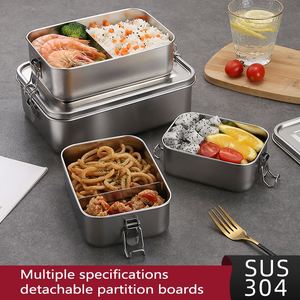 Custom 304 Stainless Steel <b>Lunch</b> Box Leak-Proof 550ml/850ml/1400ml/2400ml Capacity Tiffin Square Sealed Storage Food Bento Box - Product Image 3