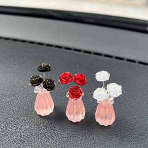 B-6655 Nouveau <span class=keywords><strong>vase</strong></span> miniature en ABS de luxe léger et exquis, arrangement floral de roses, décoration pour la maison et la <span class=keywords><strong>voiture</strong></span> - Product Image 3