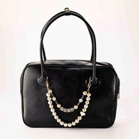 EDGE Porte-clés personnalisé en alliage de zinc avec lettres perlées blanches motif dessin animé, accessoire de sac à main cerise et étoile, breloque de sac tendance pour femme