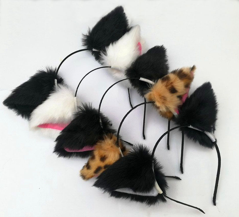 Animal Cosplay Costumes Faux Fur Cat Fox Wolf Furry Tail And Ears Headband For Halloween Party Costume Accessories
