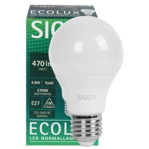 Lámpara LED, ECOLUX, forma AGL, E27, 2700K, 4,8W (40W), 470 LM (9019601220) - Product Image 1