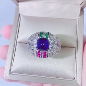 <span class=keywords><strong>Bague</strong></span> en pierre dichroïque pour femmes, nouvelle tendance, incrustée en argent S925, 5A, <span class=keywords><strong>tour</strong></span> de sucre en saphir, incrusté - Product Image 5