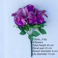 PT-R127 Prix d'usine Fleurs artificielles au toucher réel : Lys, Roses, Pivoines en latex pour arrangements floraux de mariage