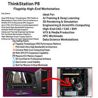 Estación de Trabajo Lenovo ThinkStation P8 Tower de Alto Rendimiento para Modelado de IA, Renderizado 3D y Computación Profunda con GPU