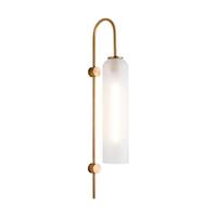 Applique murale moderne en fer courbé avec verre dépoli en forme de cylindre long, luminaire mural d'intérieur de luxe pour villa et chambre
