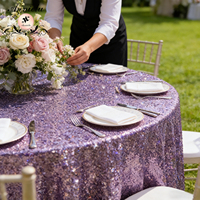 Nappe irisée violette ANNIELU en velours à paillettes de qualité supérieure, idéale pour les mariages, les baby showers, les banquets et les événements
