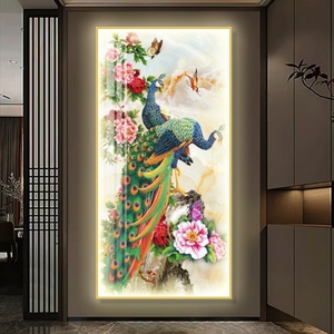 Cuadro de Porcelana con Cristales y Diseño de Pavo Real a Color, Impresión HD, Decoración para el Hogar, Sala de Estar, Pasillo, Entrada, Arte Mural LED - Product Image 2