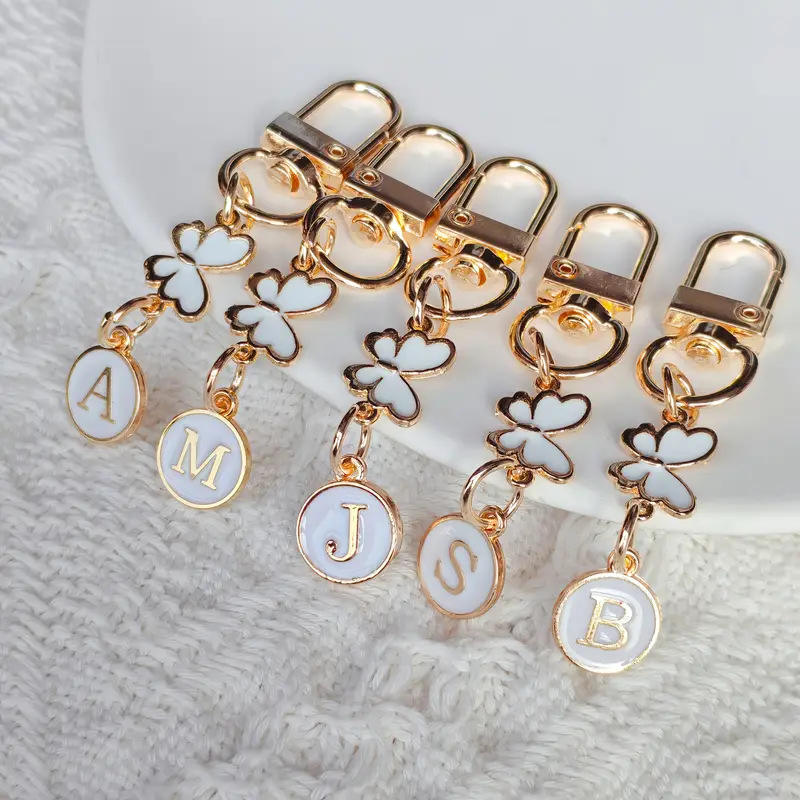 Metal Letter Butterfly Keychain Modern Art Design School Bag Pendant ...