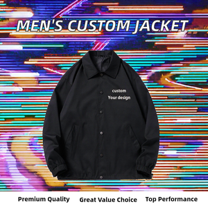 Veste bomber décontractée pour homme, sur mesure, à simple boutonnage, automne, coupe ample, tissu coupe-vent, vente en gros - Product Image 2