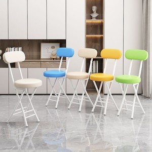 <b>Foldable</b> chair Home-style chair with soft backrest simple <b>desk</b> and chair set dormitory folding stool balcony <b>small</b> stool - Product Image 6