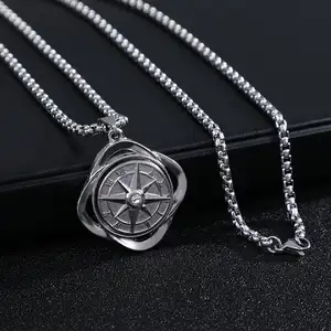 Shangjie OEM 2022 хип-хоп ювелирные изделия компас кулон вращающееся ожерелье для мужчин