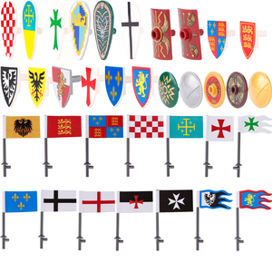 Figuras de Caballeros de <span class=keywords><strong>Castillo</strong></span> Medieval, pegatinas de bandera del ejército, escudo impreso, bloques de construcción, soldados, Mini accesorios, juguetes, regalo para niños - Product Image 2