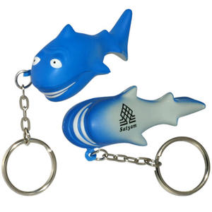 Porte-clés anti-stress en forme de requin bleu de dessin animé avec logo personnalisé, cadeau promotionnel souple et moelleux pour les cadeaux d'entreprise - Product Image 1