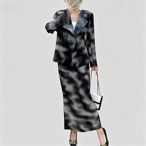 Ropa de Mujer al por Mayor, Conjuntos de Dos Piezas Plisados con Estampado, Ropa Femenina Elegante, Conjunto Plisado Miyake Otoño 2026 - Product Image 2