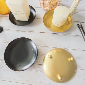 नई सरल और स्टाइलिश धातु थोक मैट मोम उपकरण काले ट्रे दौर मोमबत्ती प्लेट - Product Image 2