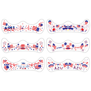 MEICOLY Autocollants de <span class=keywords><strong>tatouage</strong></span> temporaire pour le visage, motifs étoiles et rayures rouges, blancs et bleus, à paillettes, pour le 4 juillet, accessoires de fête - Product Image 4