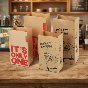 Sac à emporter en papier de qualité alimentaire écologique, durable, imprimé sur mesure, emballage pour sandwichs pour restaurants - Product Image 2