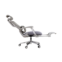 Chaise de bureau exécutive ergonomique moderne en maille avec dossier haut, accoudoirs fixes, appui-tête réglable en 3D et repose-pieds