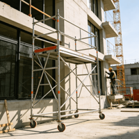 Système d'échafaudage mobile en acier à cadre en H réglable en hauteur (1,8 m), capacité de charge de 90 kg, pour travaux de construction en appartement