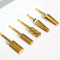 Brocas para Uñas, 5x Brocas Cilíndricas de Punta Redonda, Broca Afilada de Carburo Dorado, Fresa Eléctrica XXC, Broca Grande para Uñas