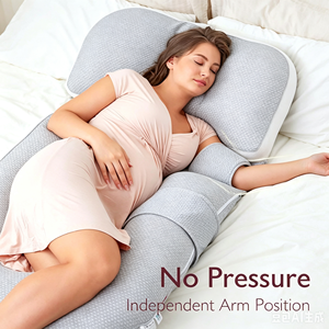 Almohada de embarazo de cuerpo completo transpirable con soporte para espalda y torso, funda de tela refrescante extraíble, cojín de maternidad para dormir, stock de fábrica - Product Image 3