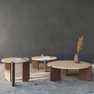 <span class=keywords><strong>Table</strong></span> basse en bois de luxe moderne plateau rond en bois massif pour la maison <span class=keywords><strong>table</strong></span> basse de salon - Product Image 3