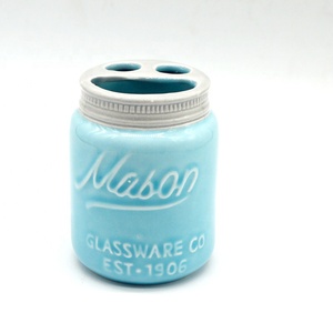Custom Logo Embossment <strong>Ceramic</strong> Mason Jar Shape <strong>Soap</strong> <strong>Dish</strong> for Bathroom a Stylish and Functional Accessory for Your Daily Routine - Product Image 2