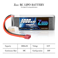 Batterie Lipo Zeee 11.1V 50C 3000mAh 3S avec connecteur Deans T pour avion RC, hélicoptère RC, drone UAV, FPV