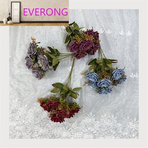 Vente en gros d'usine, grand bouquet de 7 roses <span class=keywords><strong>Hugo</strong></span>, diamètre 8 cm, artificielles, couleur automne, mariage, Halloween, Nouvel An, Saint-Valentin - Product Image 3