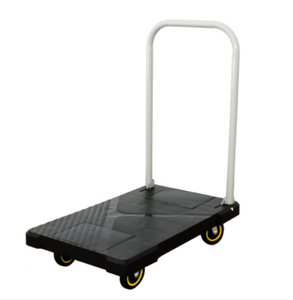 Carro de plástico resistente de cuatro ruedas con asa, plataforma de almacenamiento de carro de mano, remolque Dolly compatible con OEM, carro de compras plegable - Product Image 1