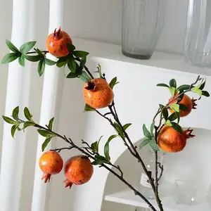 Simulation Pomegranate Fruit Branches Fake Flower Simulation Fruit Home Decoration Pomegranate Flower Berries Artificial Plants