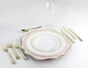 Assiette de présentation carrée en plastique écologique de 13 pouces, dorée, de haute qualité, pour mariage, avec impression bronzante, vente en gros à prix abordable - Product Image 2