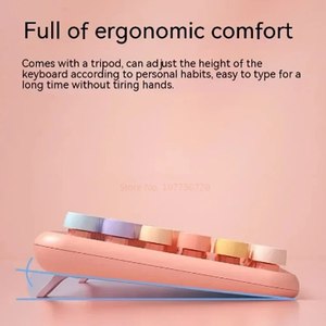 Candy Colorful <b>keyboard</b> 85Keys Silicone Wireless <b>Keyboard</b> BT Round Keycap Fashion Style for Tablet Laptop Desktop - Product Image 4