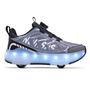 Chaussures à roulettes lumineuses pour enfants, en mesh, avec coque en plastique et lumières LED, baskets pour enfants - Product Image 5