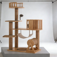Colección de Árboles para Gatos de Madera Maciza, Diseño Completo, Varios Modelos, Set de Exhibición para Venta al por Mayor