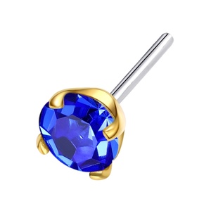 Solid Gold Claw Setting CZ TOP Threadless Top Piercing Earrings 14k Gold Body Piercing Jewelry Wholesale - Product Image 2