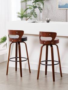 Taburete de Bar Moderno Estilo Song de Madera Maciza con Respaldo Giratorio Sin Reposabrazos para Uso Doméstico - Product Image 4